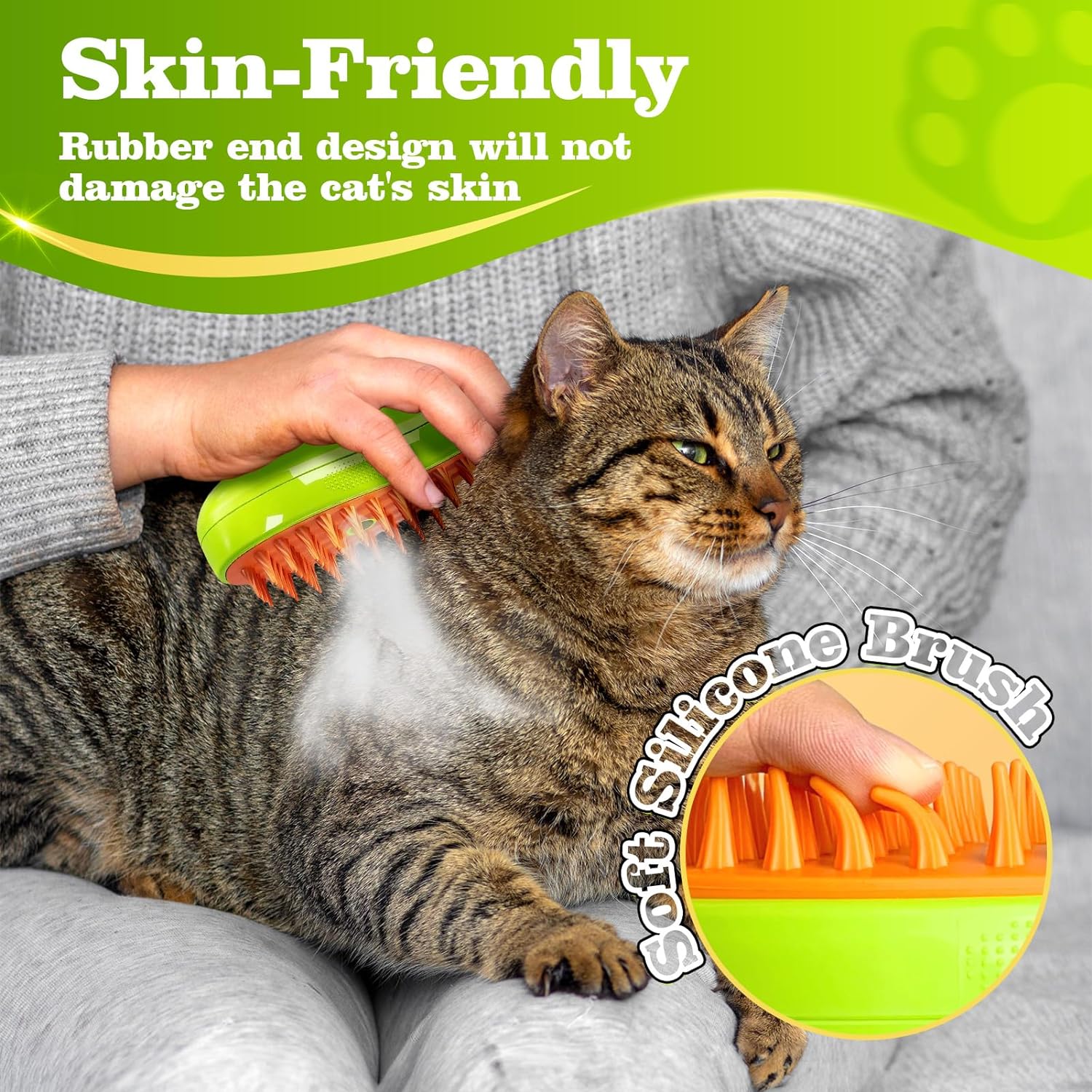 KatzenbüRste mit Dampf 3-In-1,Dampfbürste Katze Grün Steamy Brush Katze Dampfbürste für Katzen mit Spray Katzenbürste mit Wasser Katzen Dampfbürste Pflegebürste für Katzen und Hunde zur Haarentfernung