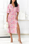 Women's V-neck Waist Floral Dress
