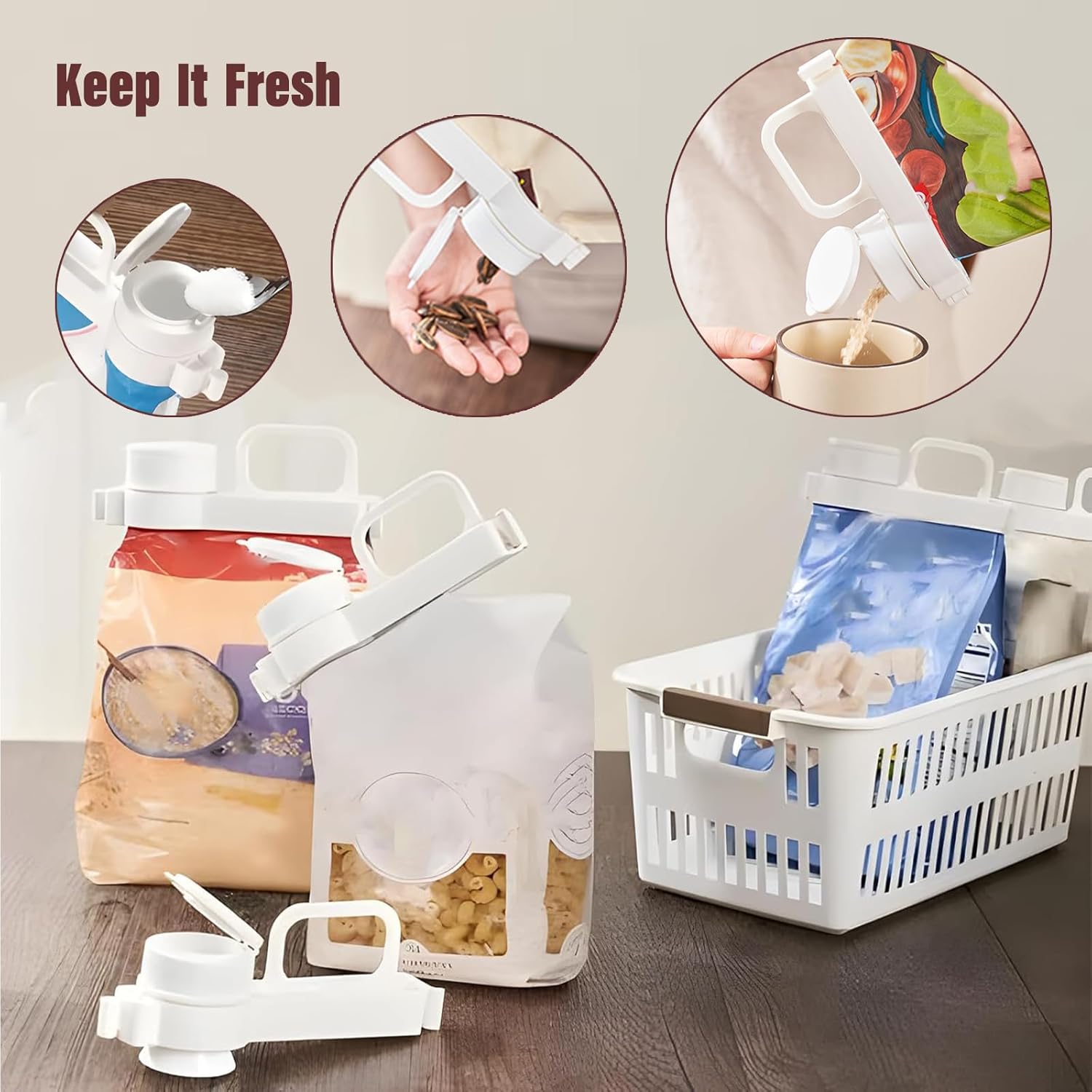 Upgraded Bagged Food Sealing Clip with Pour Spout and Handle
