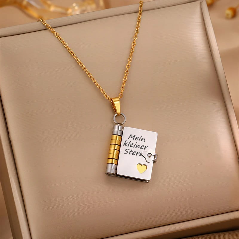 🎁💗Meine kleine Stern-Buch-Kette für Tochter & Sohn, Geburtstagsgeschenk, Abschluss-Schmuck der Liebe