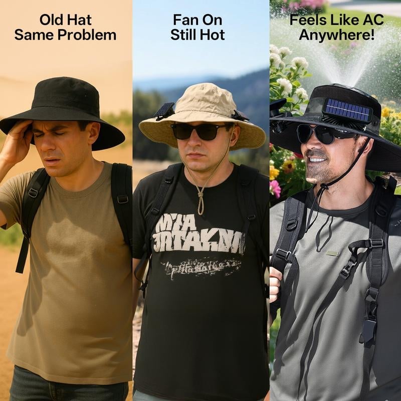 ❄️New Upgraded Spray Fan⚡2025 New Ultra-Light Solar Air Conditioner Fan Sun Hat ⚾ (Weighs Only 11 Ounces)