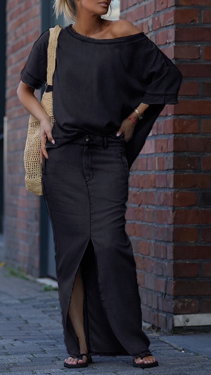 Women's Round Neck Tencel Casual Suit