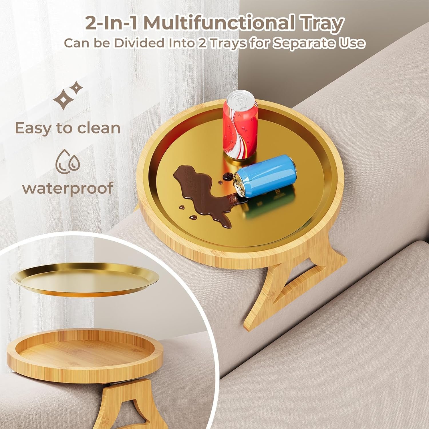 🔥2025 New Arrival - Bamboo Sofa Armrest Tray