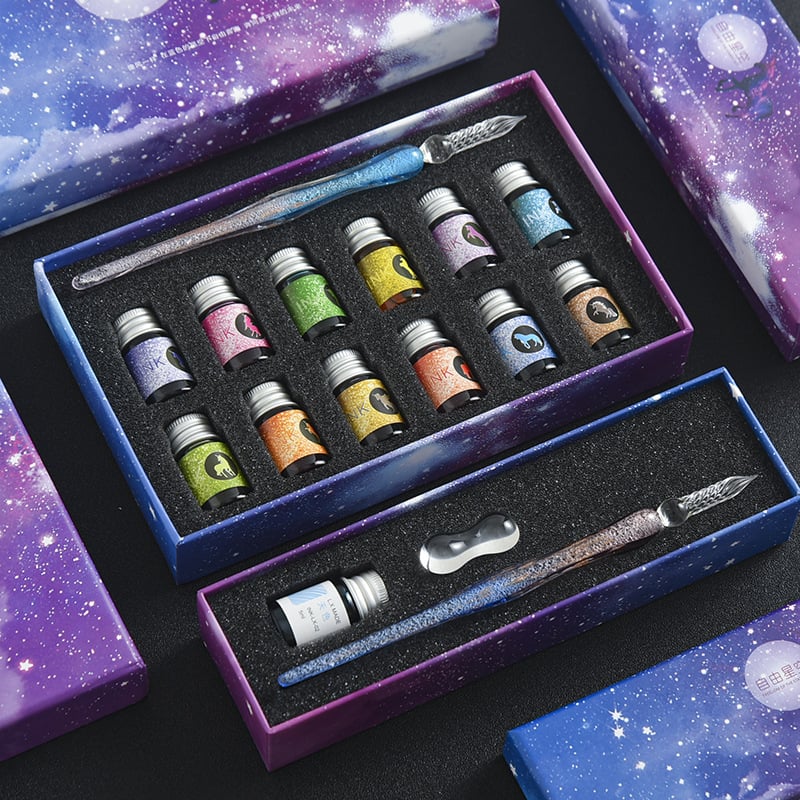 (🔥Last Day Promotion- SAVE 48% OFF)2023 New Calligraphy Glass Dip Pen Ink Set(BUY 2 GET FREE SHIPPING)