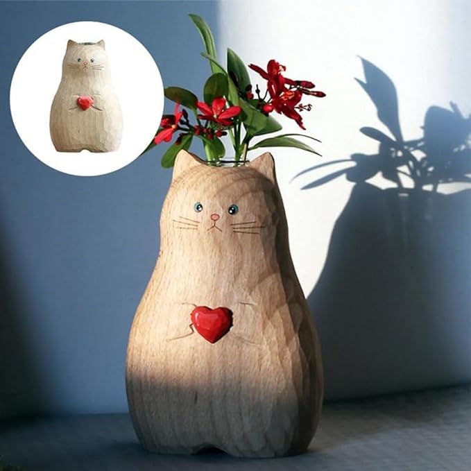 (🌲EARLY CHRISTMAS SALE - 50% OFF) 🎁Handmade Wooden Cat Vase, BUY 2 FREE SHIPPING