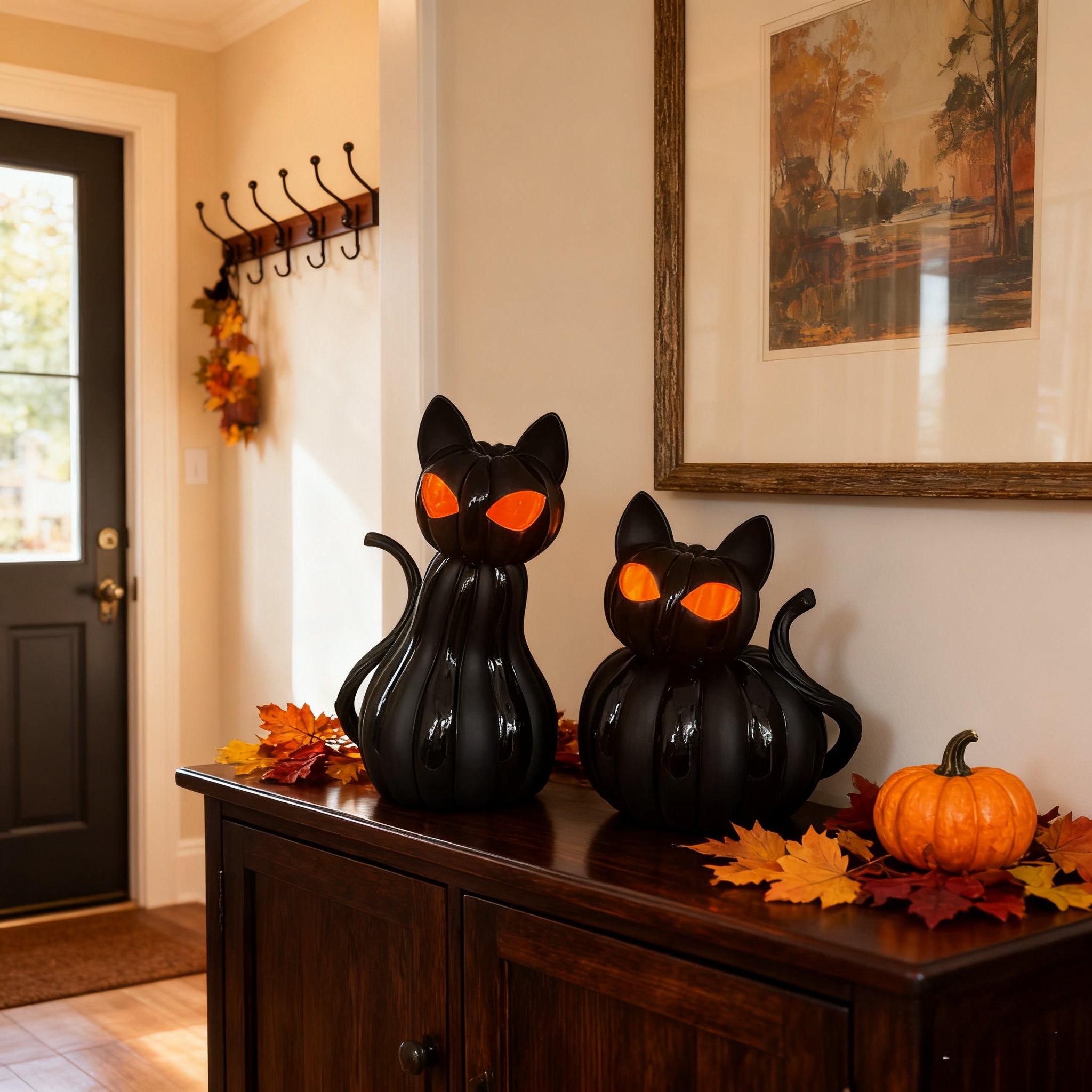 🎁TikTok Last Day Sale - 70% OFF🕸️ Black Cat of the Night – Color-Shifting Eyes Haunted Halloween Figurine