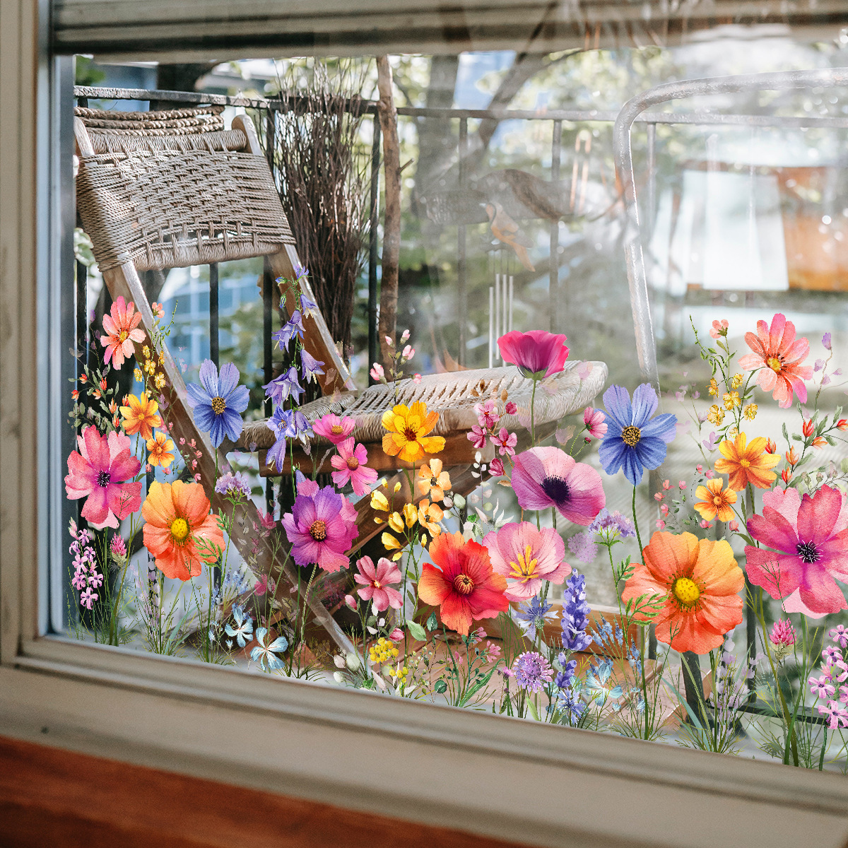 Reusable Flower Transparent Stained window sticker