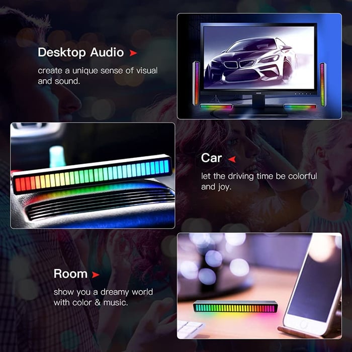 (🔥Last Day Sale-60% OFF)Wireless Sound Activated RGB Light Bar