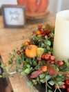 🍁Fall Harvest Sale: 60% OFF! Fall Candle Ring Wreath: Green Leaf Vine, Pumpkins & Berries - 14 Inch