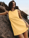 Women's Sleeveless Linen Mini Dress with Pockets