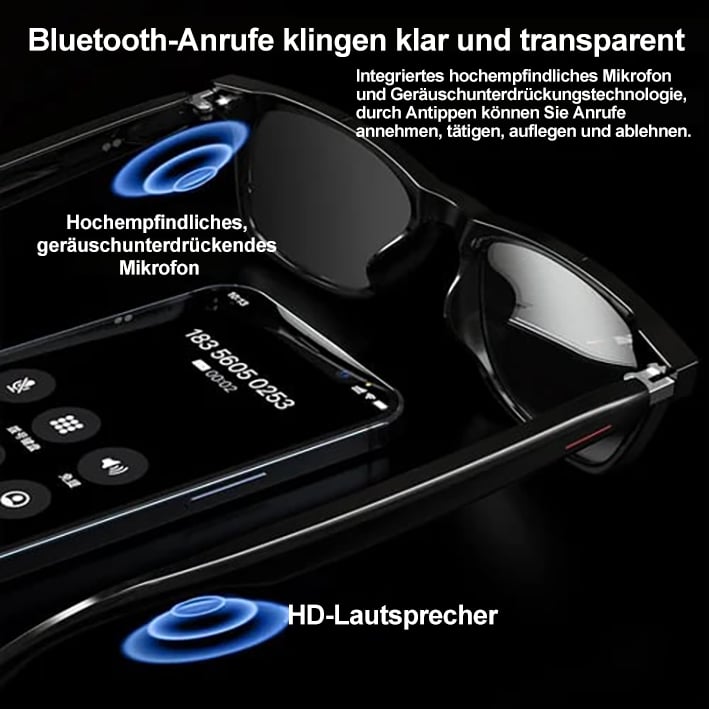 🔥Letzter Tag 49% Rabatt✨Super Black Technologie-Intelligente kabellose Kopfhörer-Sonnenbrille