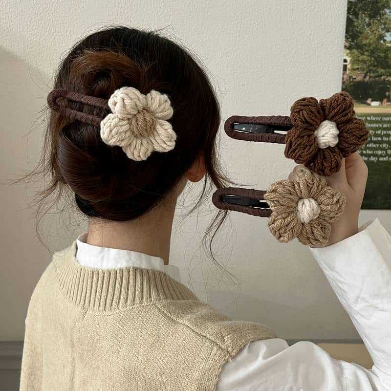 (🎁Last Day 49% OFF)🌸Crochet Flower Duckbill Hair Clip-Discount Buy 3 Get 1 Free