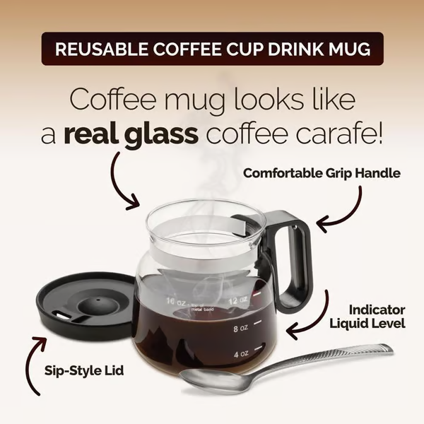 (🌲Early Christmas Sale- 49% OFF) ☕ 16 Oz Glass Coffee Mug (Coffee Pot Style) - BUY 3 GET EXTRA 15% OFF & Free Shipping