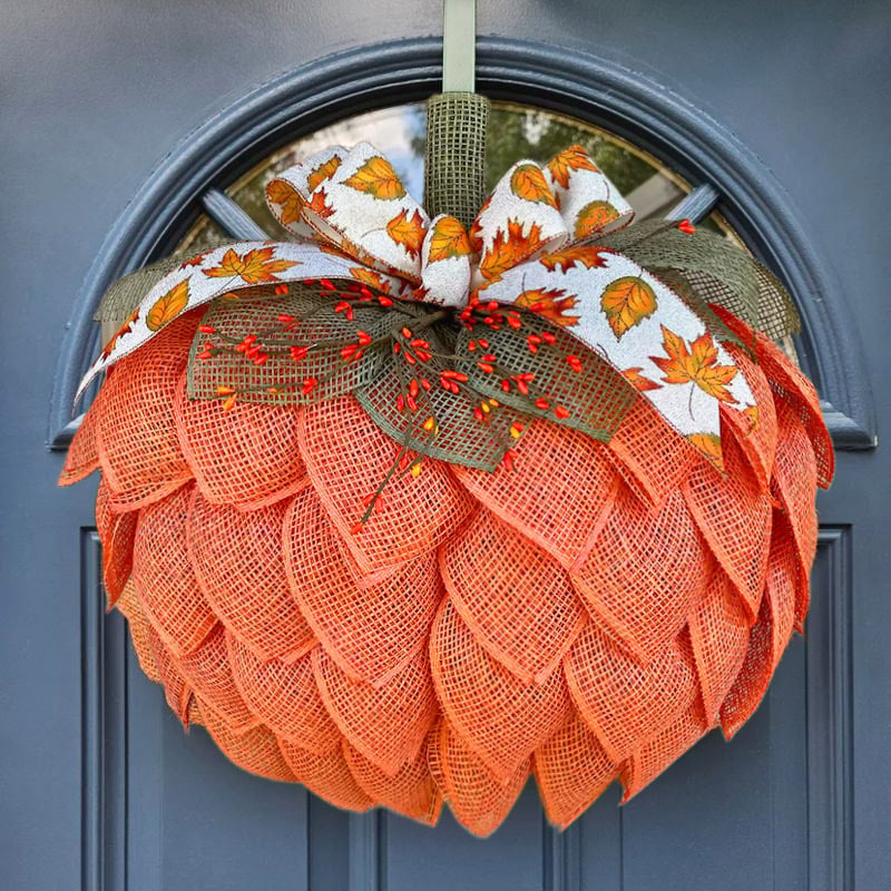 🔥Last Day Promotion 48% OFF-🎁-🍁 Farmhouse Pumpkin Wreath For Front Door🍁