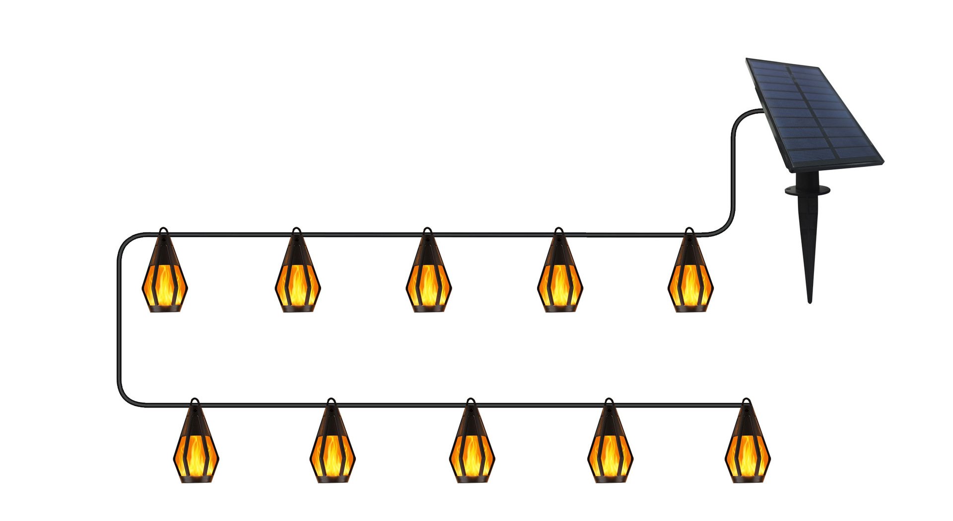 ⏰LAST DAY SALE 50% OFF💥Solar Waterproof Flame Light String