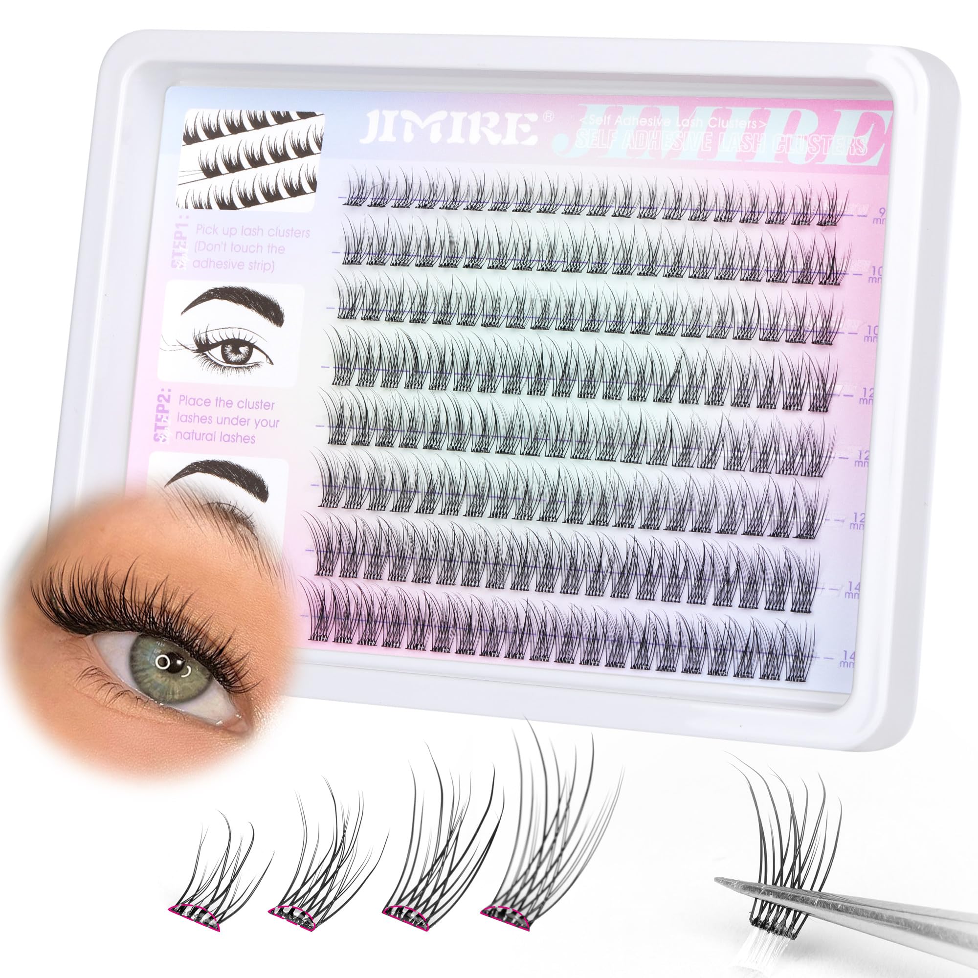 100Pcs Self Adhesive Lash Clusters, No glue, not bond needed!