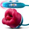 Big Mouth 3in1 Rose shaped Vibrator With 9 Tongue Licking & 6 Thrusting G Spot Dildo