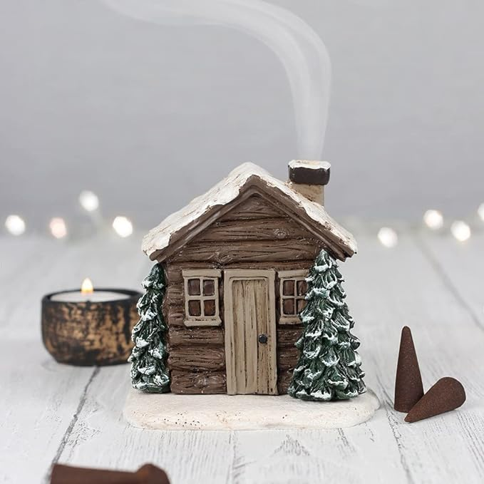 🎁Early Christmas Sale 50% OFF🔥Log Cabin Snowy Winter Incense Cone Burner