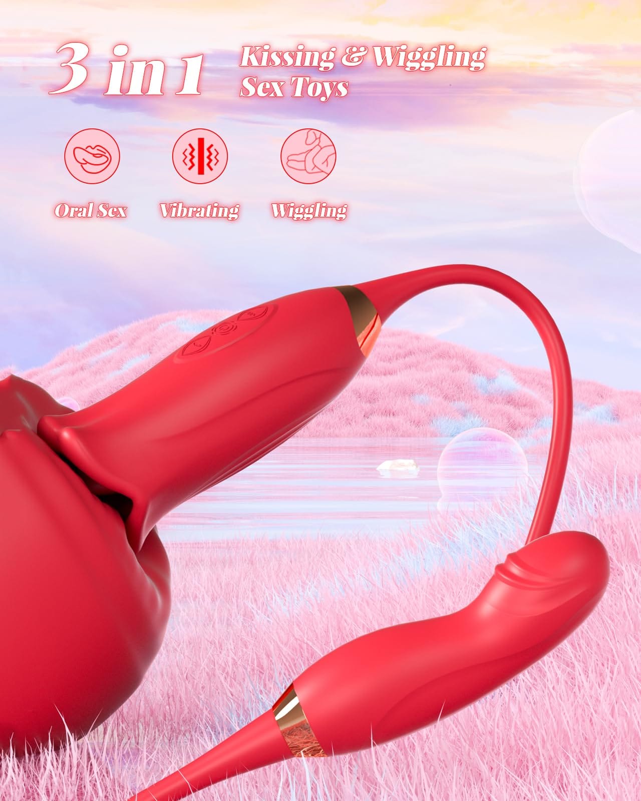 Rose Muncher Powerful Sucking Vibrator Dildo Women's Tongue Licking