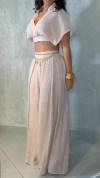 Women's Collar Short Top+loose Pants with A Casual Temperament Suit