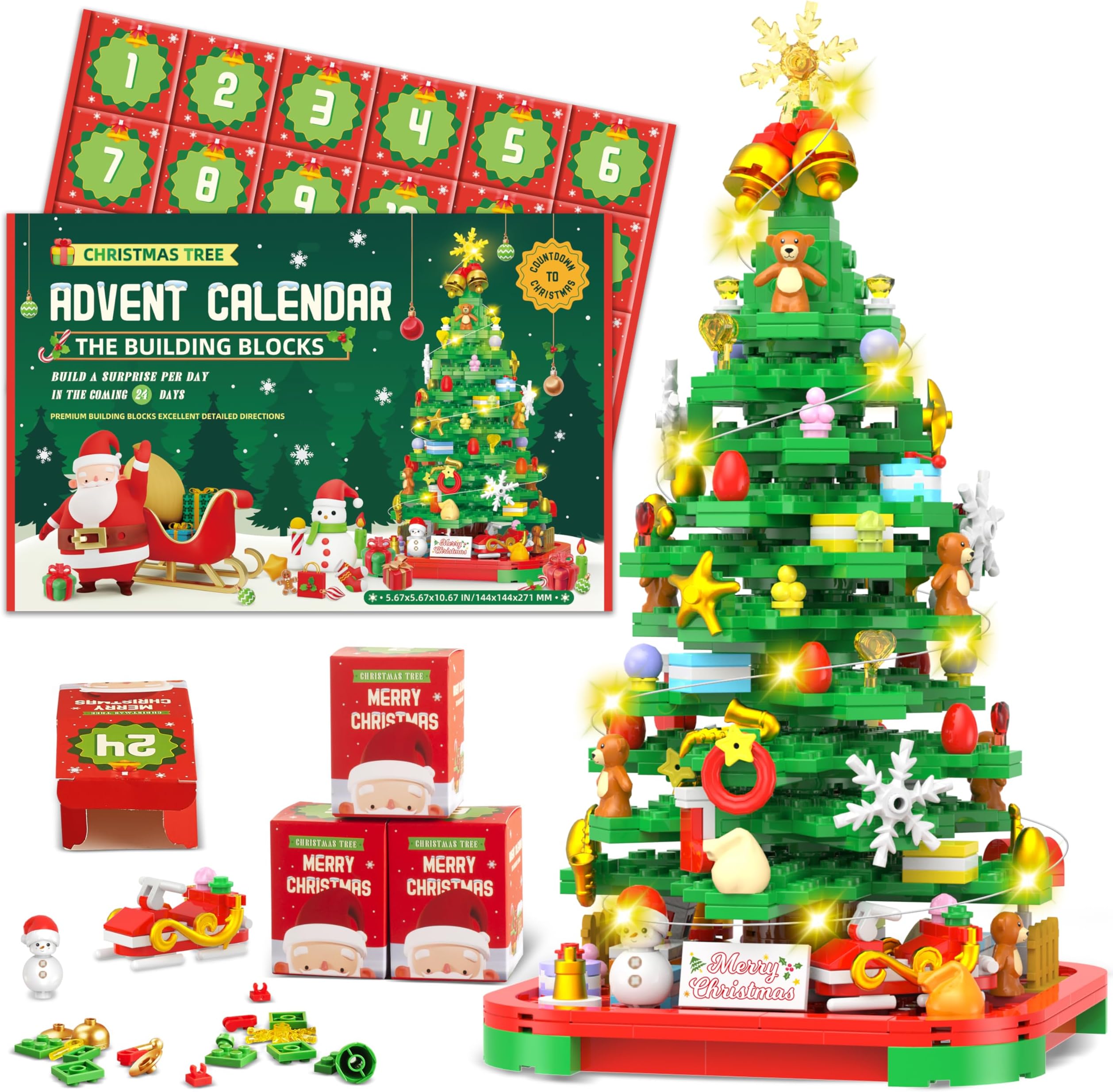 (🎄Early Christmas Sale 50% OFF)🎉2024 Christmas Tree Building Toy Set