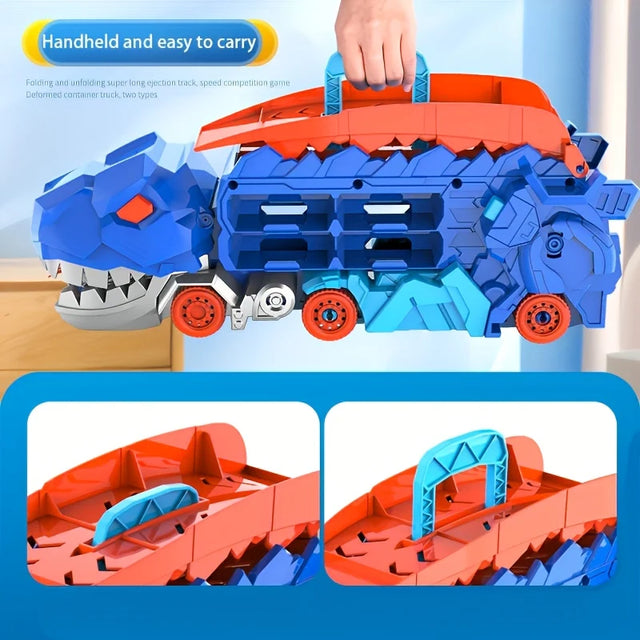 🚗 FREE SHIPPING🚗Transform Dinosaur Transport Devouring Truck With Foldable Sliding Track