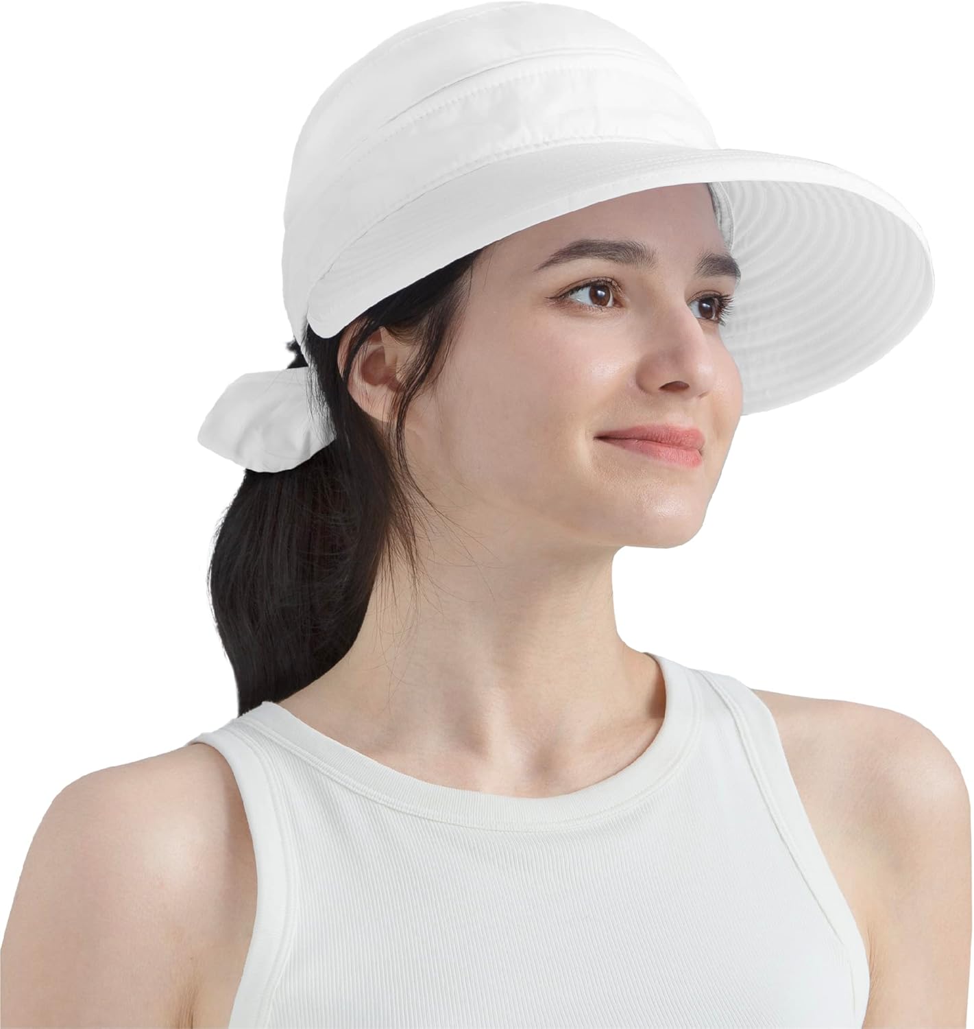 SUN CUBE Women Sun Hat for Outdoor UV Protection, Wide Brim Sun Hat Ponytail, Convertible Zip-Off Beach Hat Visor