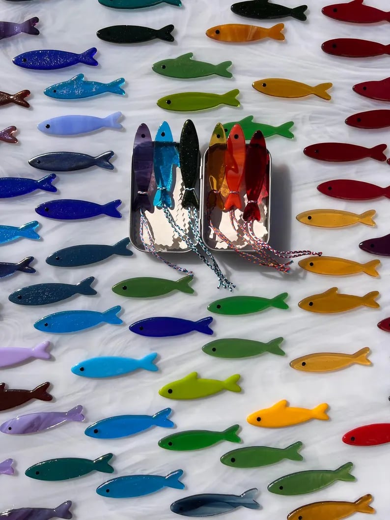 🔥LAST DAY🐟️Handmade Stained Glass Sardine Suncatcher!