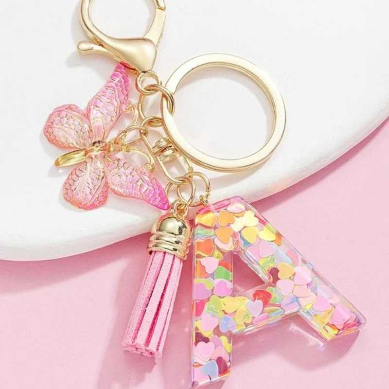 🔥Last Day 50% OFF - Butterfly Letter Keychain Tassel Design Vibrant Durable Lightweight Gift