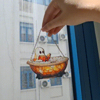 Cute Bathtub Ghost Halloween Suncatcher
