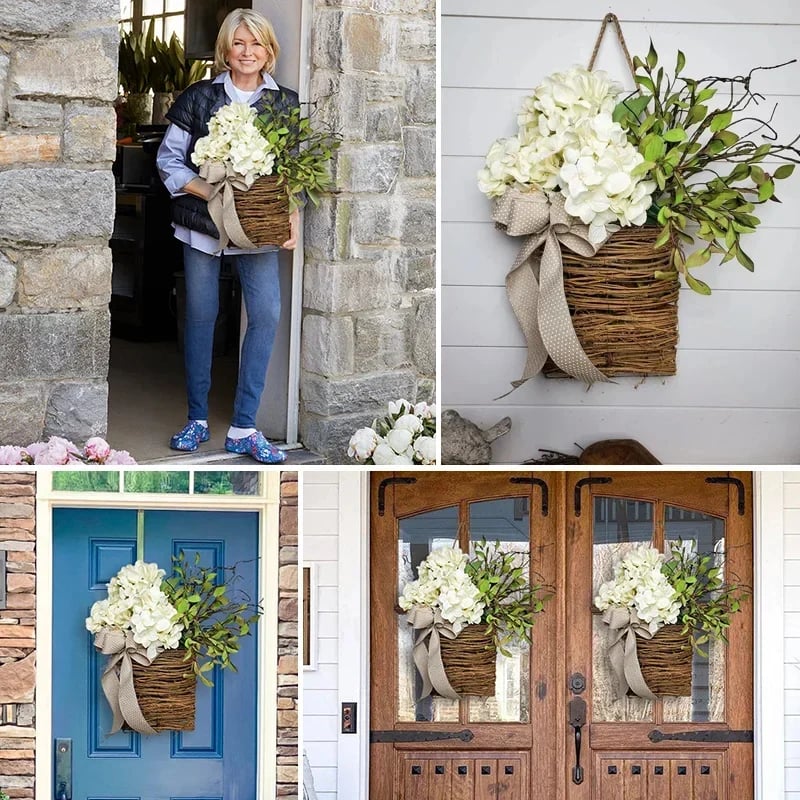 💥LAST DAY SALE 50% OFF💥Cream Hydrangea Door Hanger Basket⚡BUY 2 FREE SHIPPING