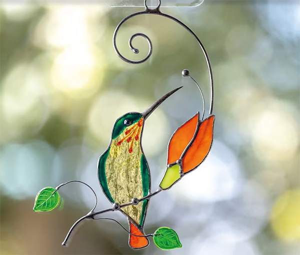 Handmade Hummingbird Stained Glass Window Hangings