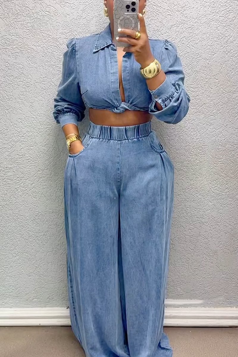 Women's Chic Kink Long Sleeve Top And Pants Suit