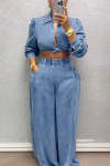 Women's Chic Kink Long Sleeve Top And Pants Suit