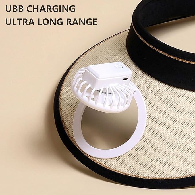🎁TikTok Last Day Sale - 70% OFF🔥Sun hat with fan, hollow top, large brim, three-level adjustable