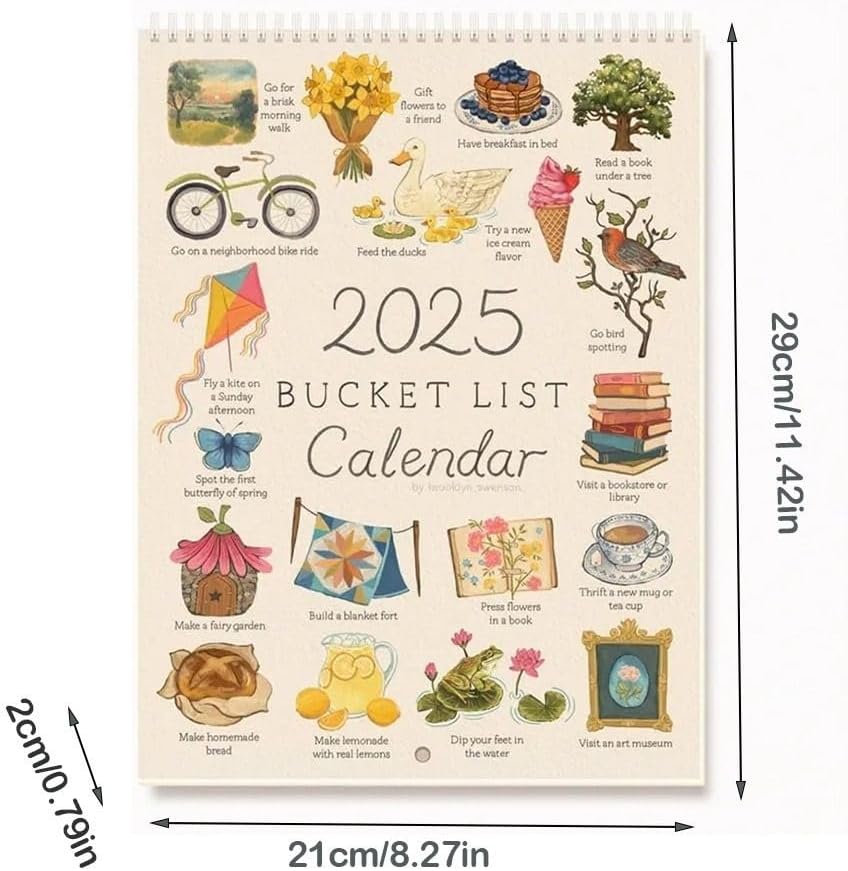 📅2025 Bucket List Calendar,Fun Activity Planner with Monthly Goals✨