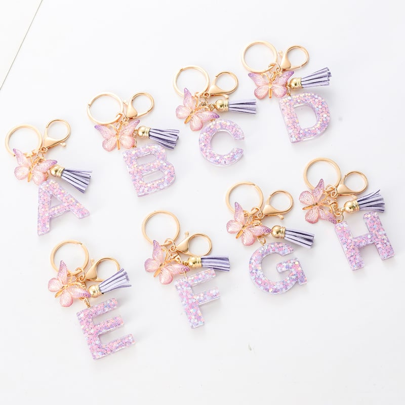 🔥Last Day 50% OFF - Butterfly Letter Keychain Tassel Design Vibrant Durable Lightweight Gift