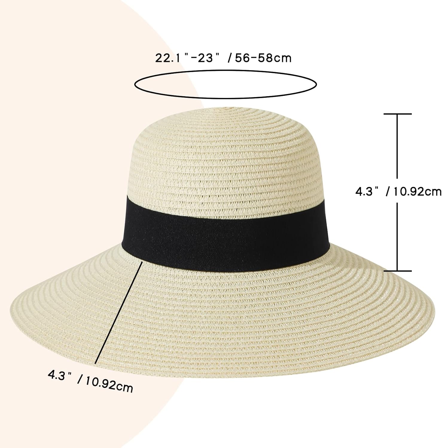 Beach Hat for Women, Wide Brim Sun Straw Hat for Women, Sun Hat Womens UPF 50+ UV Protection, Floppy Foldable Summer Hat