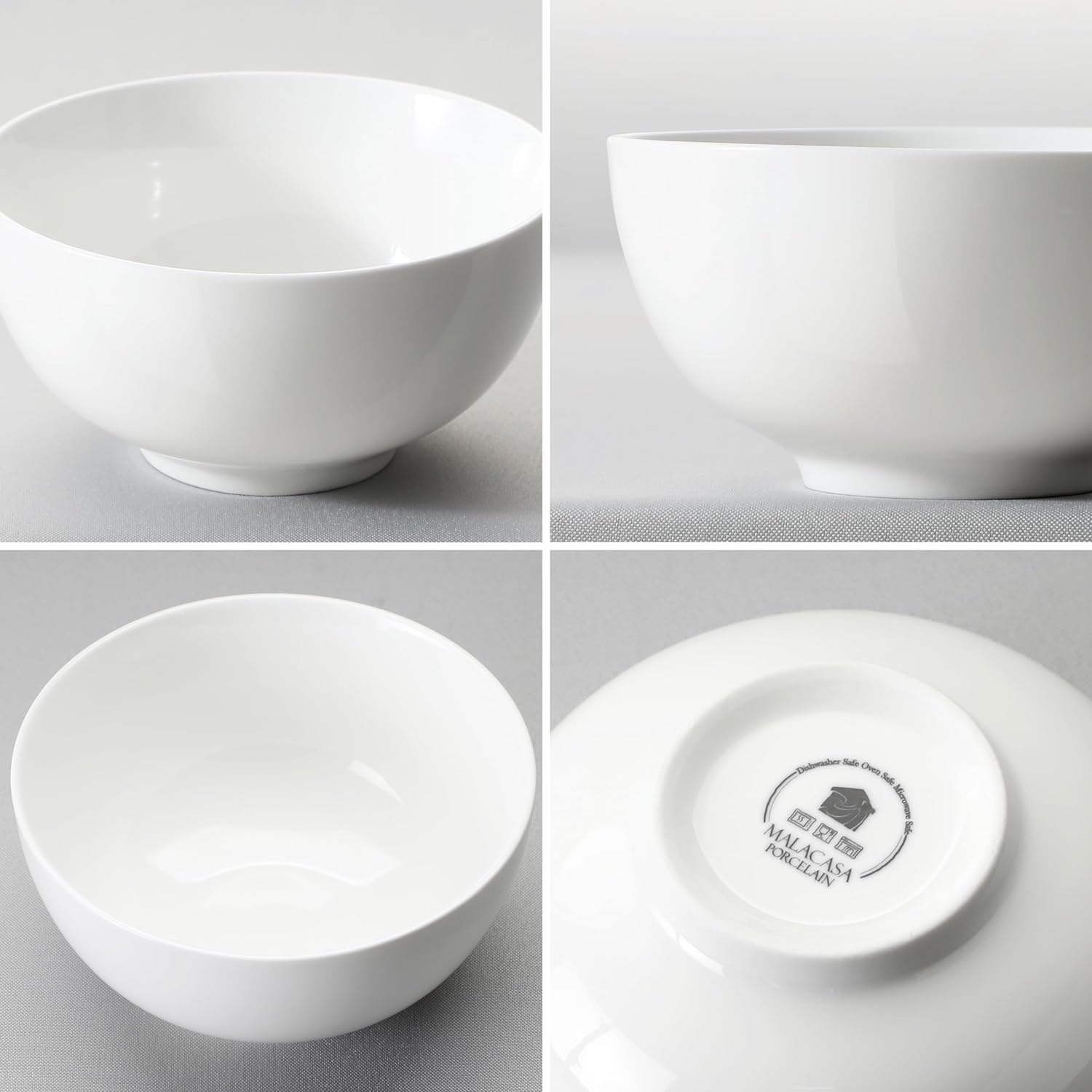 MALACASA 26 oz Porcelain Soup Bowls, 6