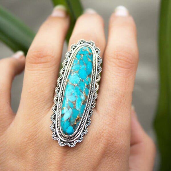 🔥 Last Day Promotion 75% OFF🎁Sterling Silver Vintage Boho Turquoise Ring