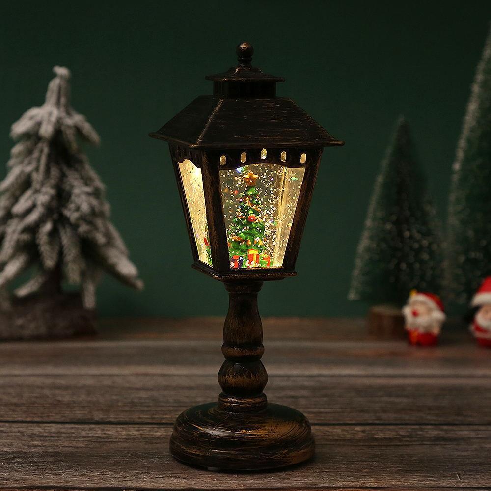 🎄Christmas Tree Night Light | Northlight Lighted Musical Snowman Snowing Black Christmas Street Lamp