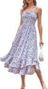 GRACE KARIN Women's 2024 Summer Floral Boho Dress Square Neck Strapped Swing A Line Beach Long Maxi Dress