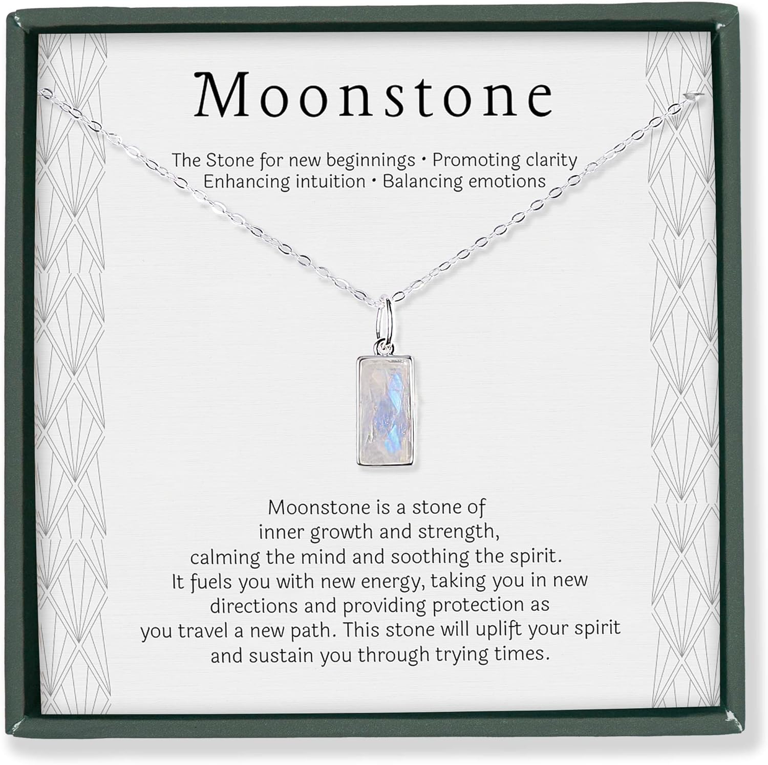 HOPE LOVE SHINE New Beginnings Rainbow Moonstone Sterling Silver Necklace for Women