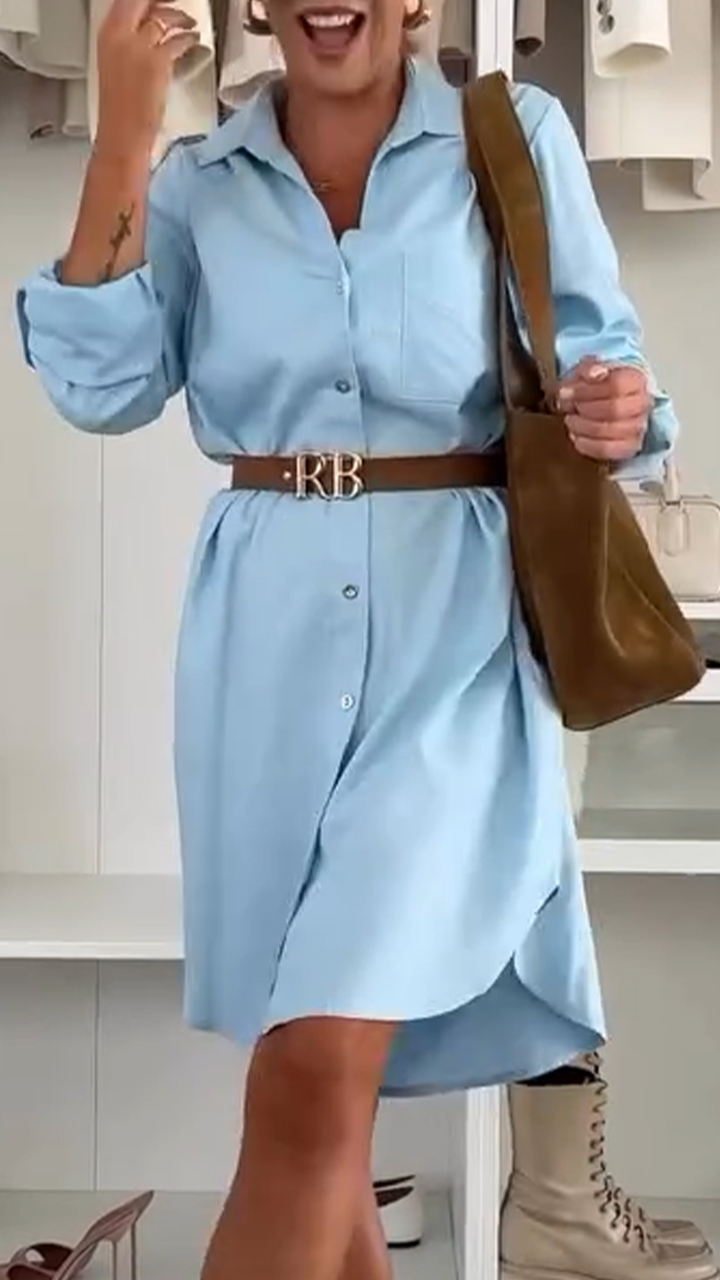 Women's Lapel Button Shirt Style Casual Dress