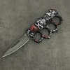 Motifs Knuckle Duster Wooden Handle Folding Knife Defense EDC