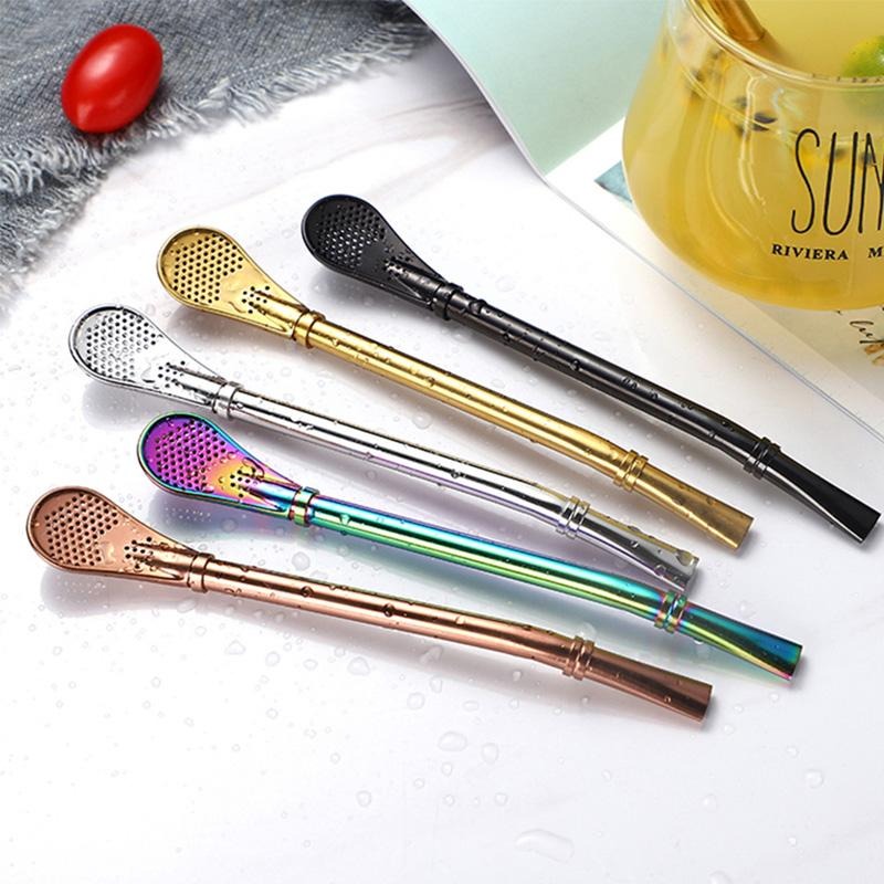 ⚡⚡Last Day Promotion 48% OFF - 2 in 1 Stainless Steel Spoon Drinking Straw