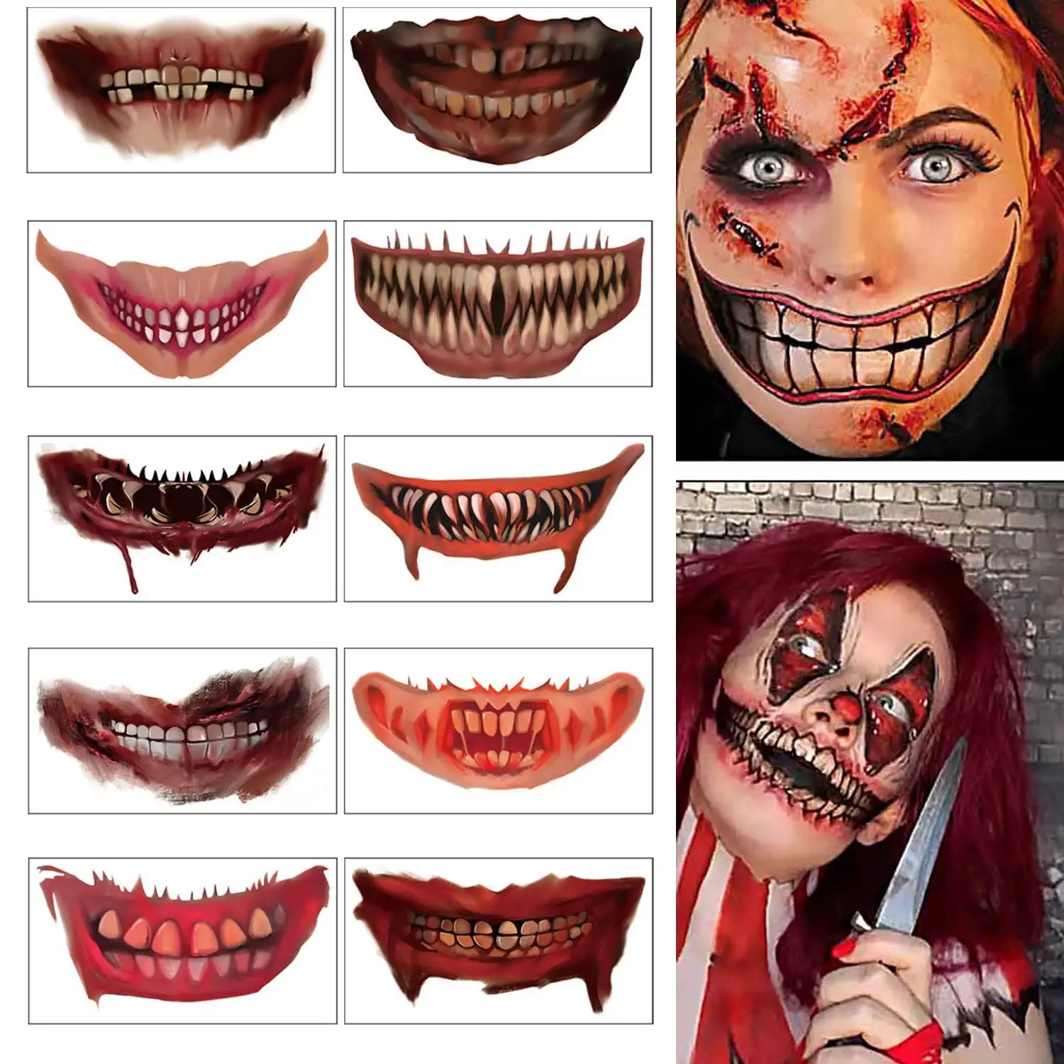 10PCS Halloween Prank Makeup Temporary Tattoo - Buy 2 Get Extra 10% OFF