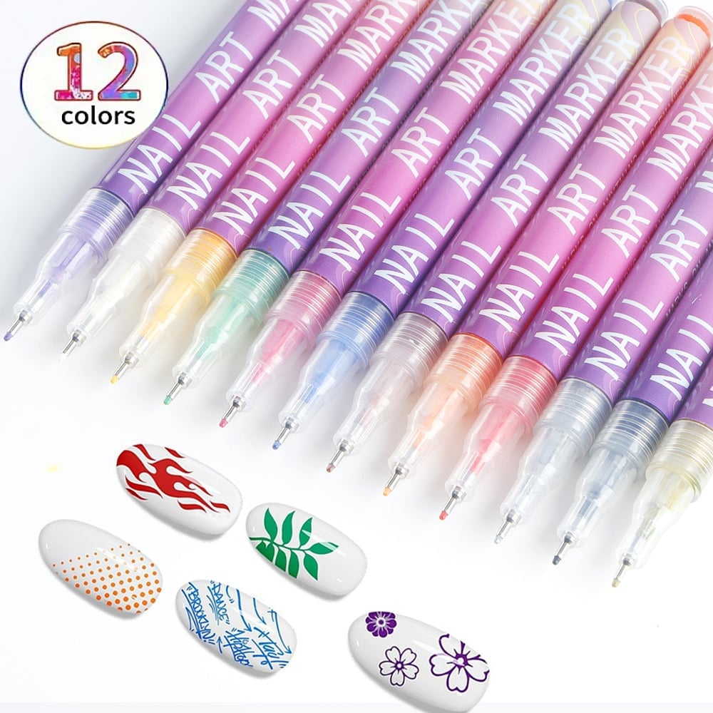 🎨12 Color Nail Doodle Pen for DIY Nail Art