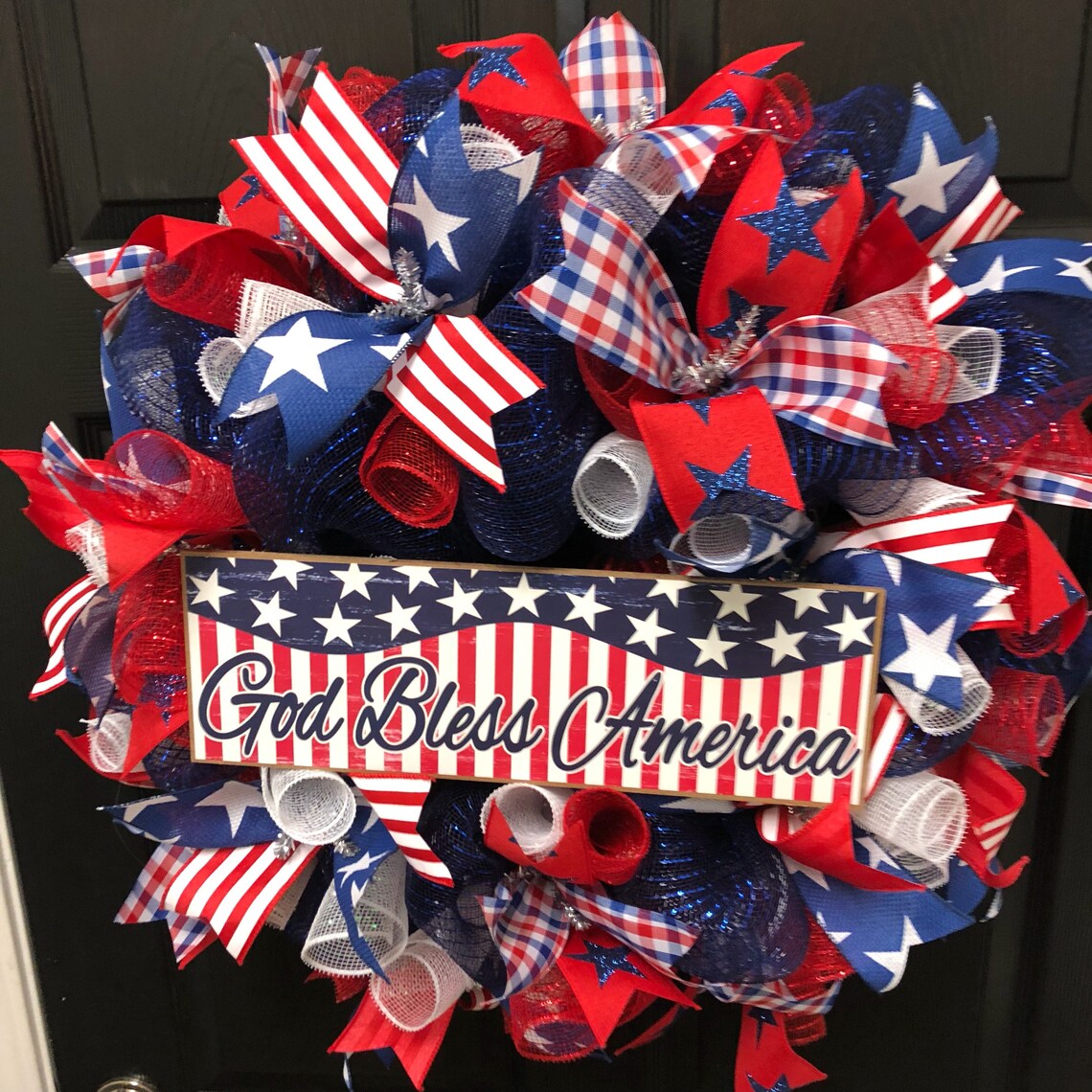 🔥Handmade God Bless America Patriotic Wreath