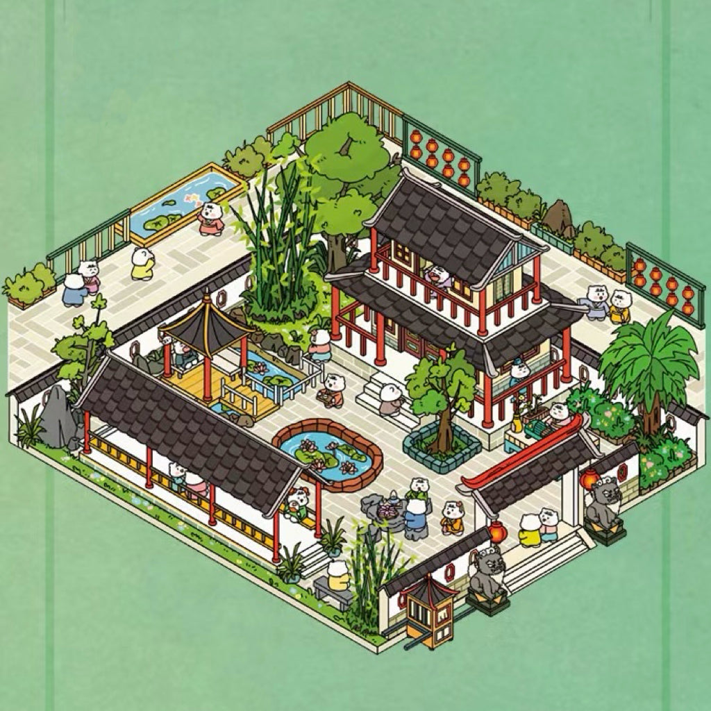 Ancient Chinese Architecture 3D Sticker Scenes, Build Chinese Garden Ancient Market